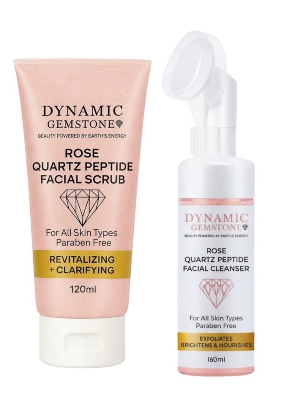 Dynamic Gemstone Rose Quartz Peptide Facial Scrub & Cleanser - Pink